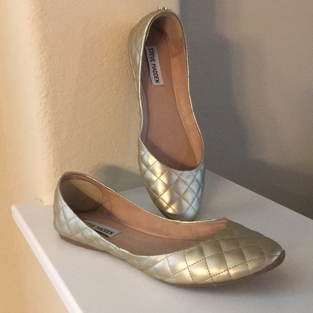 Steve Madden flats, gold, size 8